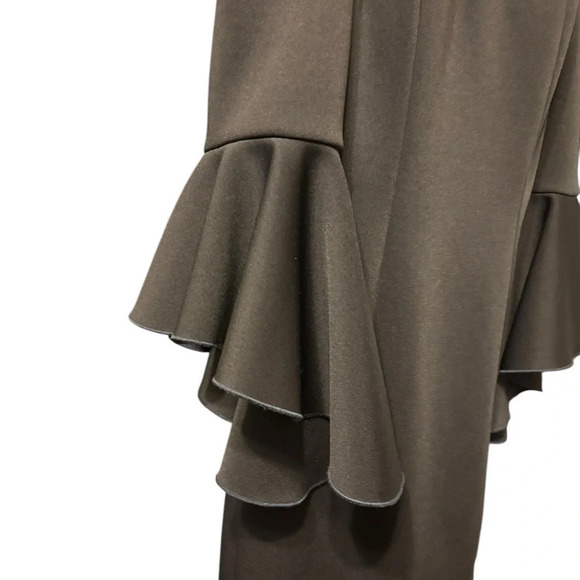 Jovani Navy Black Off the Shoulder Bell Sleeve Midi Dress with Slit Size 6 $690 - Picture 3 of 9